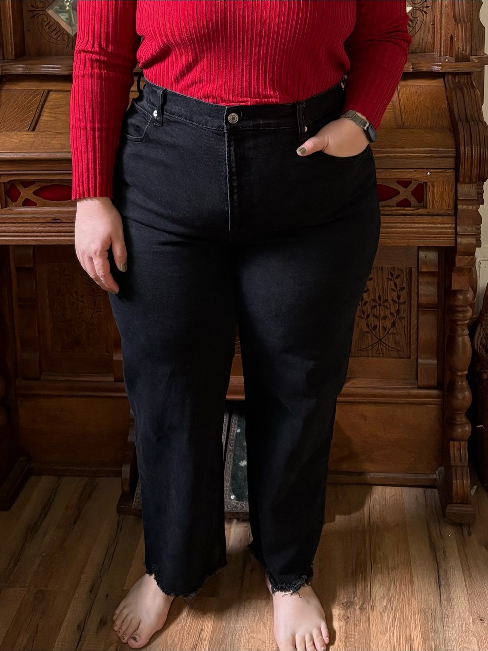 Everlane the way high black denim jeans size 20/35